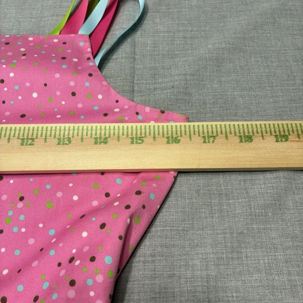 Rare Editions Girls 16 Pink Polka Dot Birthday Dress Lined Ribbon Straps & Ties